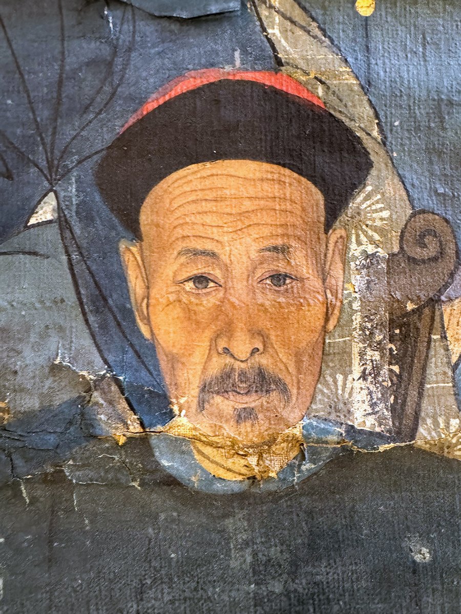 Dipinto su seta – Ritratto di antenati, Cina, inizi XX secolo-photo-3