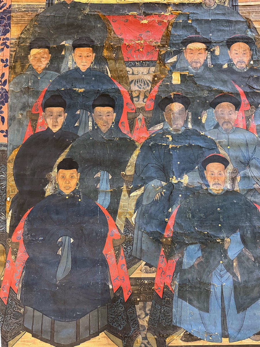 Dipinto su seta – Ritratto di antenati, Cina, inizi XX secolo-photo-1