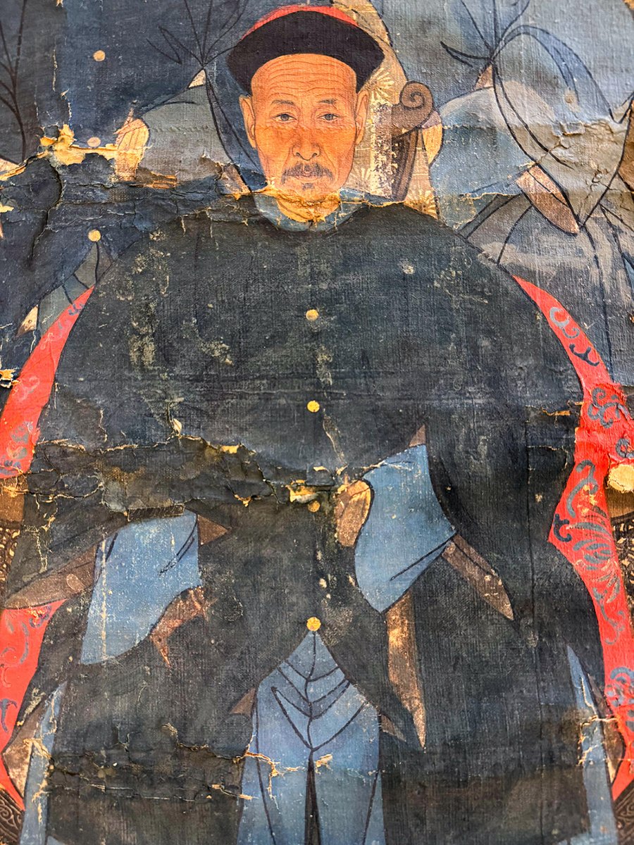 Dipinto su seta – Ritratto di antenati, Cina, inizi XX secolo-photo-2