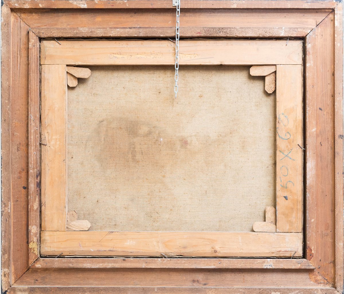 “Nevicata sui tetti di Milano”, Dipinto ad olio su tela, XX secolo-photo-4