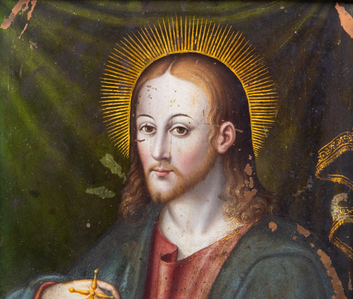 "Salvator Mundi" olio su rame, XVII Secolo-photo-1