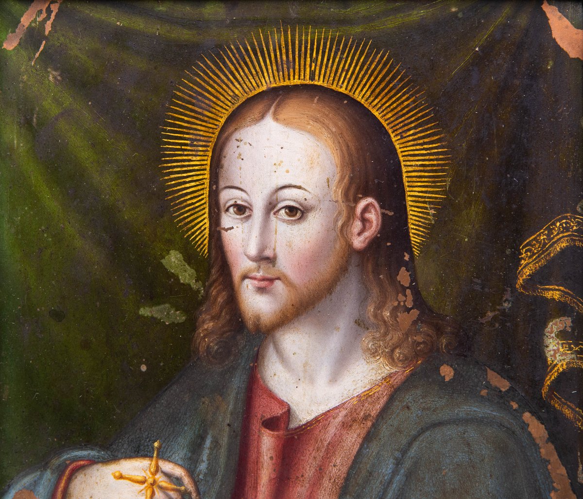 "Salvator Mundi" olio su rame, XVII Secolo-photo-5