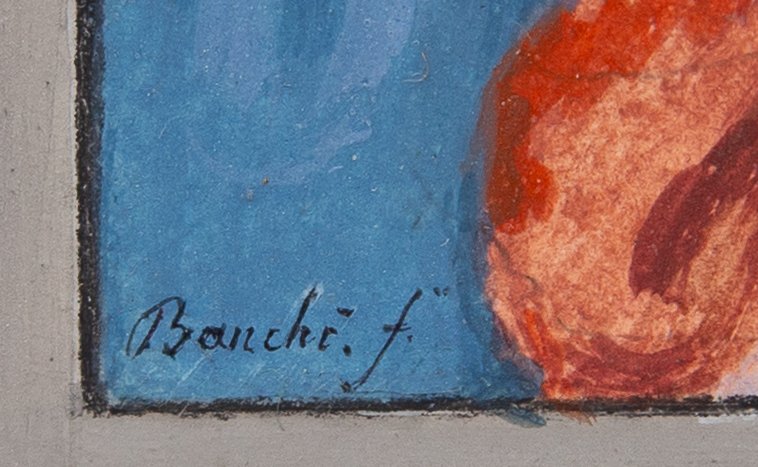 Giorgio Banchi, "Ritratto di Dama" gouache su carta, firmato, Epoca '800-photo-3