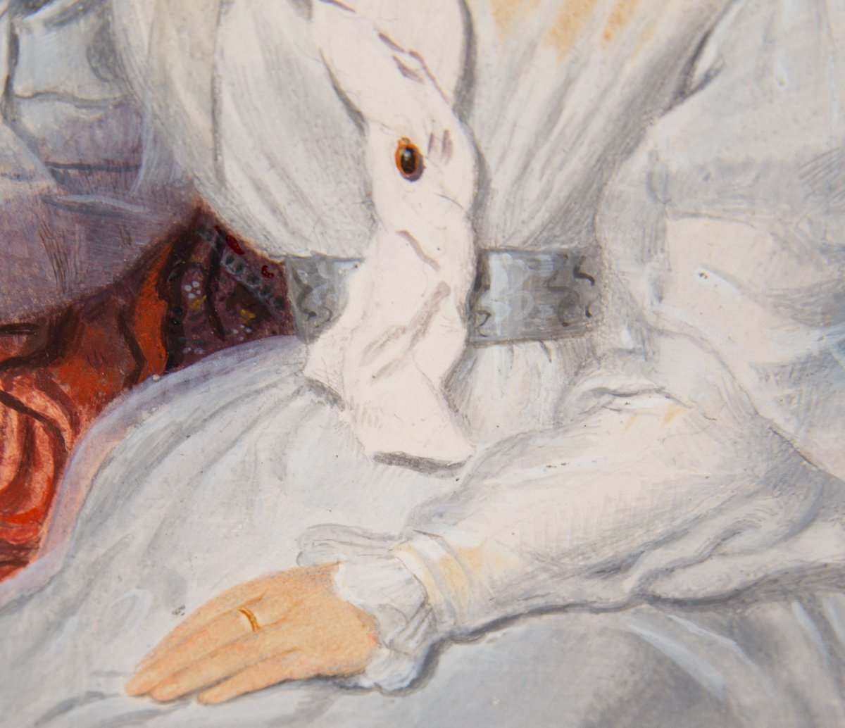 Giorgio Banchi, "Ritratto di Dama" gouache su carta, firmato, Epoca '800-photo-4