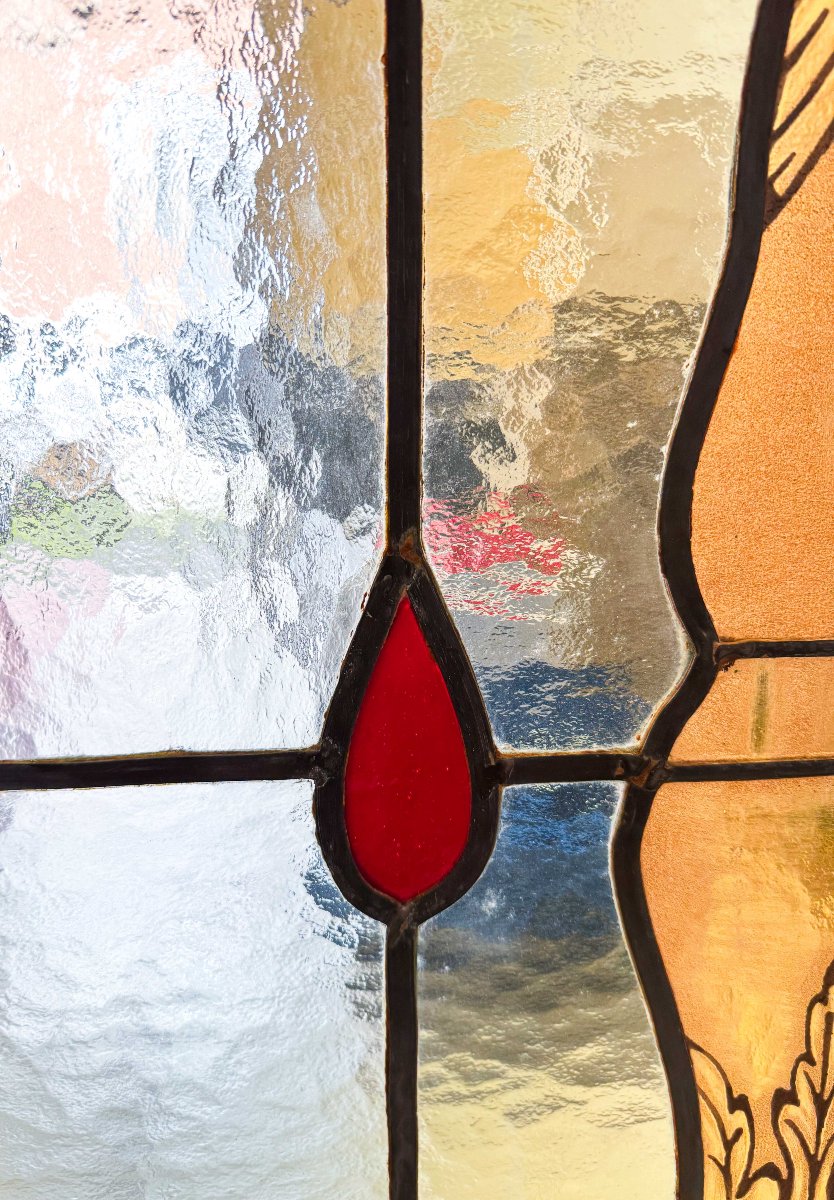 Vetrata Dipinta a Piombo Raffigurante la Madonna con Bambino, Anni '40-photo-6