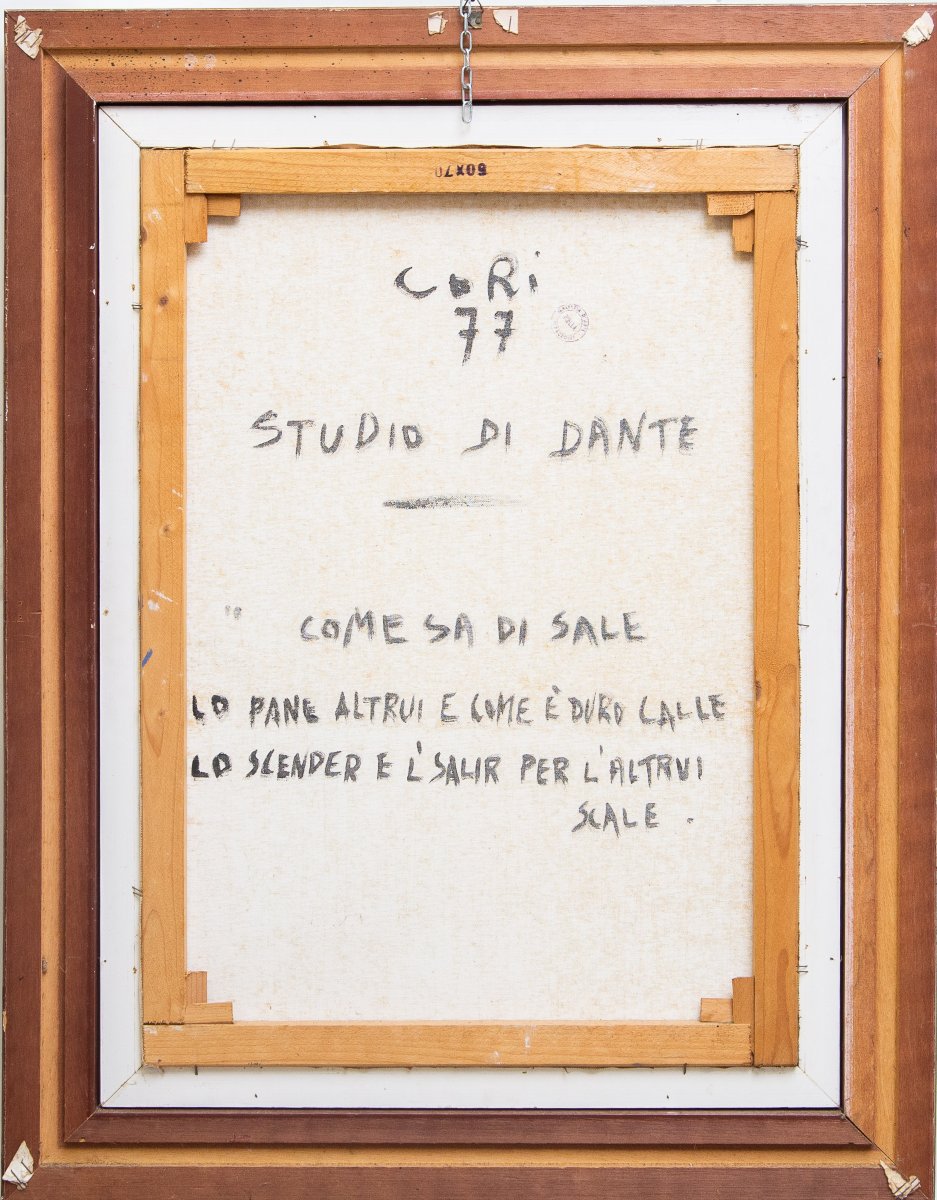 Giancarlo Cori, Studio di Dante, olio su tela, firmato, 1977-photo-3
