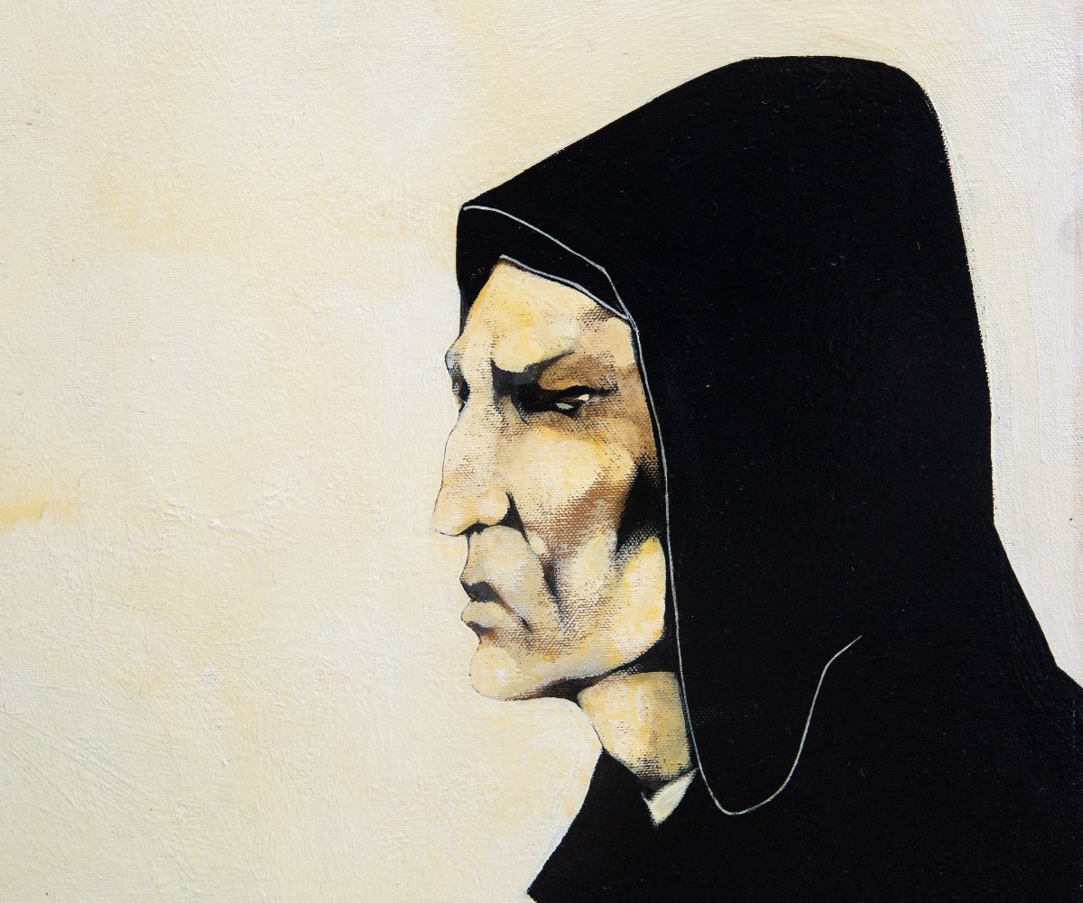 Giancarlo Cori, Studio di Dante, olio su tela, firmato, 1977-photo-1