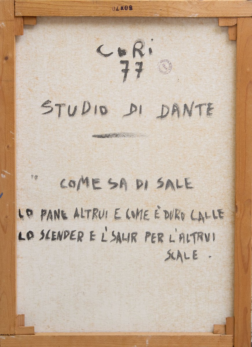 Giancarlo Cori, Studio di Dante, olio su tela, firmato, 1977-photo-5