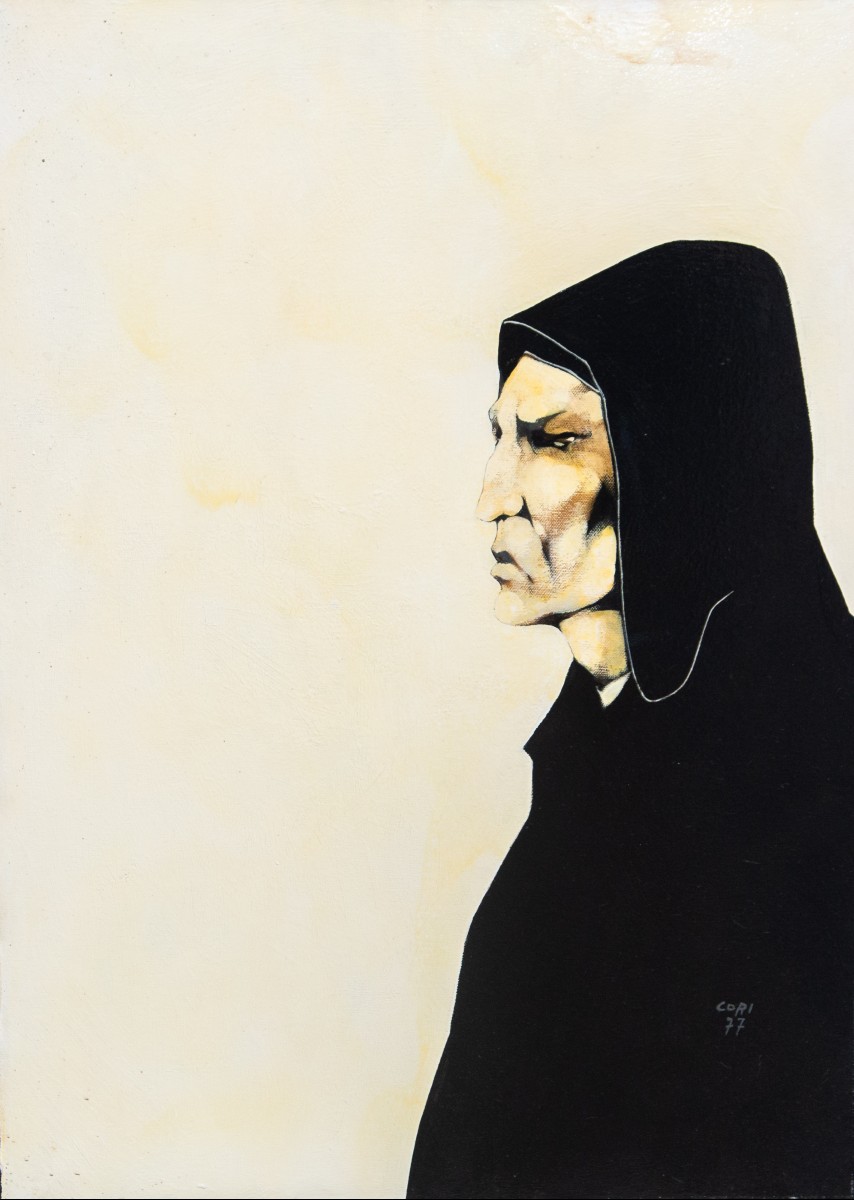 Giancarlo Cori, Studio di Dante, olio su tela, firmato, 1977