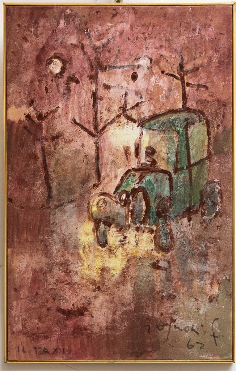 Franco Rognoni – “Il Taxi”,Olio su tela, firmato, 1967-photo-2