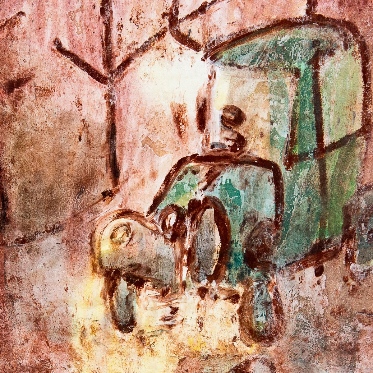 Franco Rognoni – “Il Taxi”,Olio su tela, firmato, 1967-photo-1