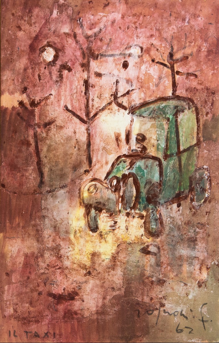 Franco Rognoni – “Il Taxi”,Olio su tela, firmato, 1967