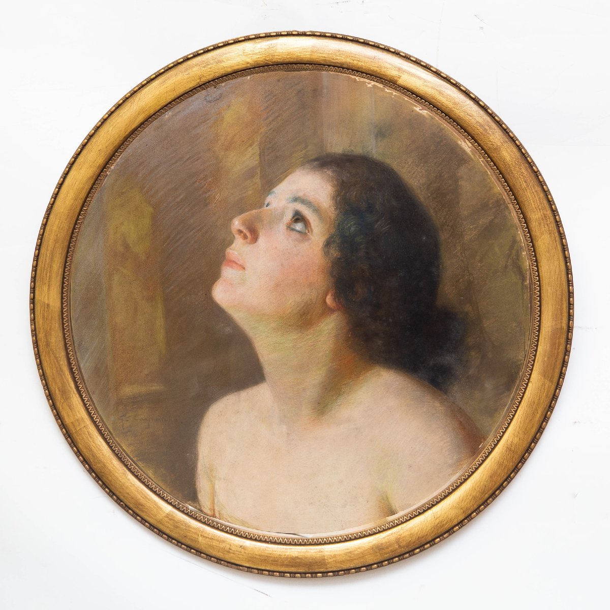 Giovanni Battista Carpanetto, "Ritratto femminile", pastello, fimato, Epoca '800-photo-2