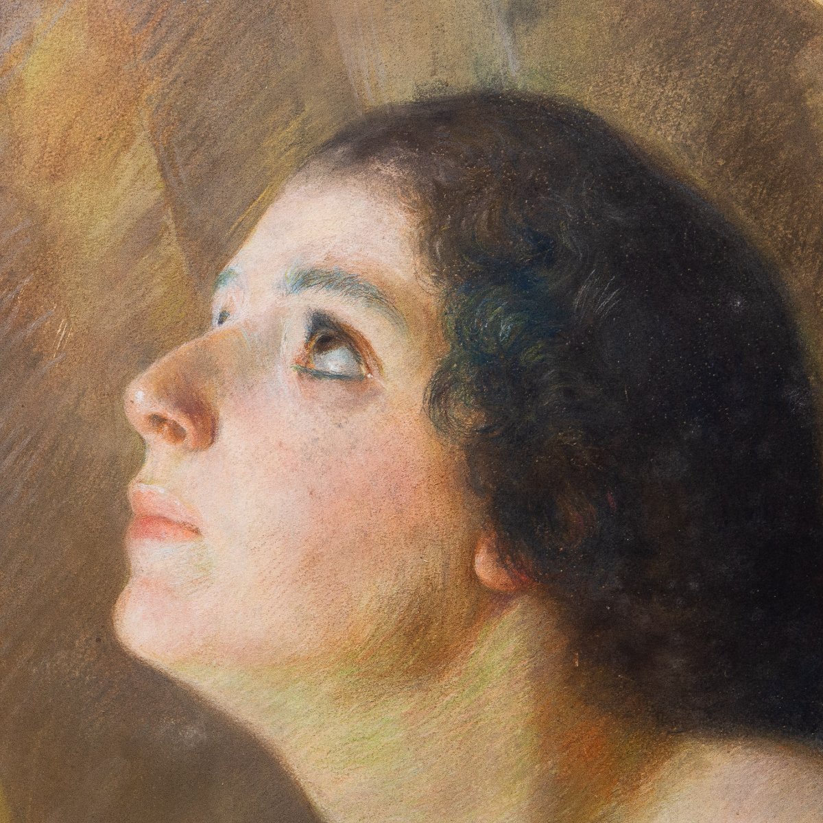 Giovanni Battista Carpanetto, "Ritratto femminile", pastello, fimato, Epoca '800-photo-3