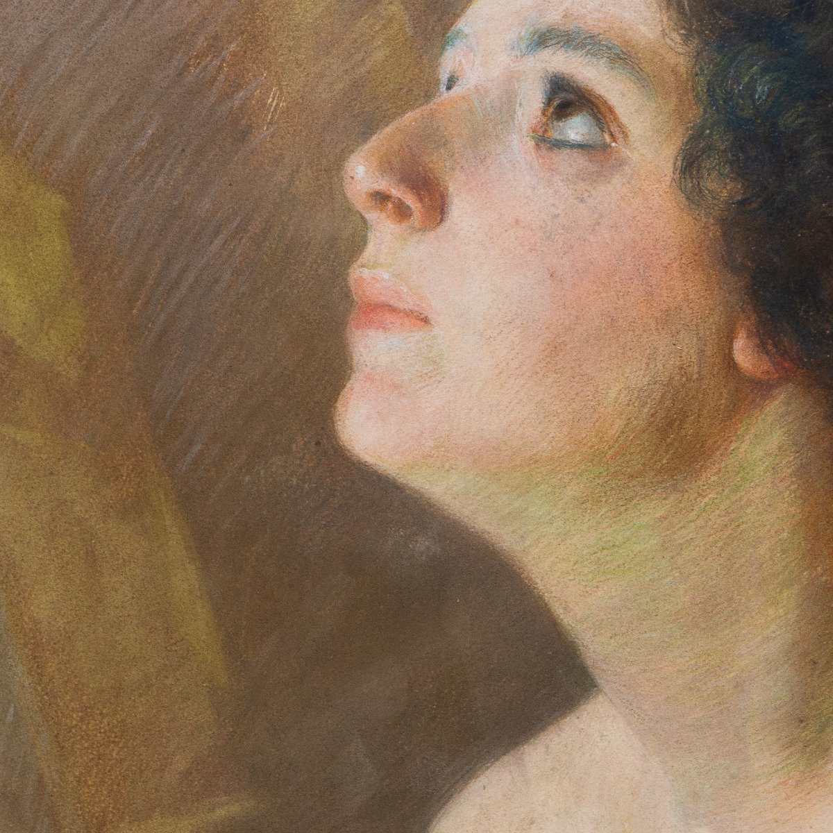 Giovanni Battista Carpanetto, "Ritratto femminile", pastello, fimato, Epoca '800-photo-3
