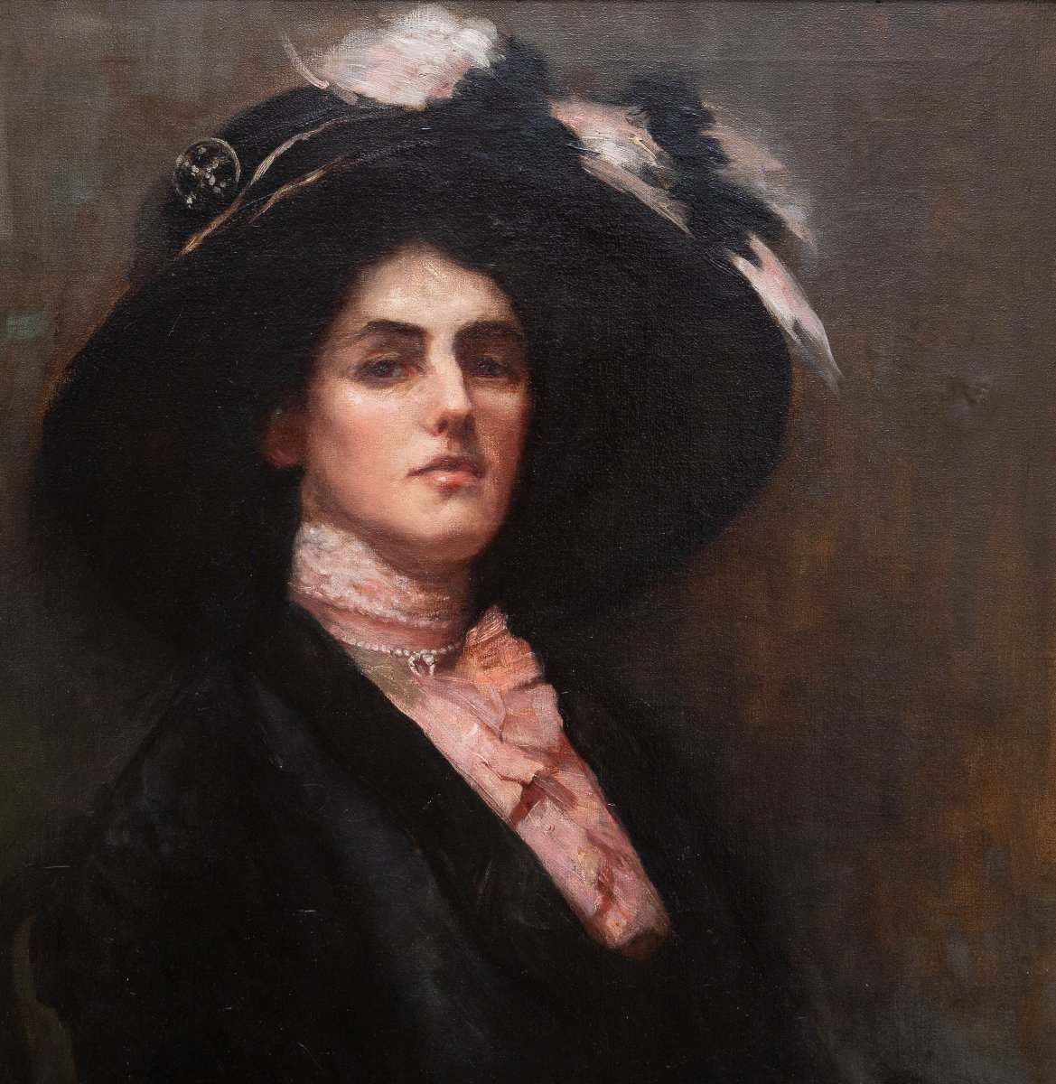 Gwynedd May Hudson, “Eleganza Vittoriana”, olio su tela, firmato, Epoca Primi '900-photo-2