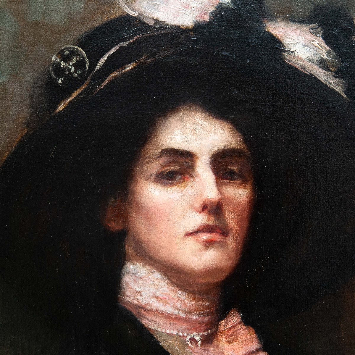 Gwynedd May Hudson, “Eleganza Vittoriana”, olio su tela, firmato, Epoca Primi '900-photo-4