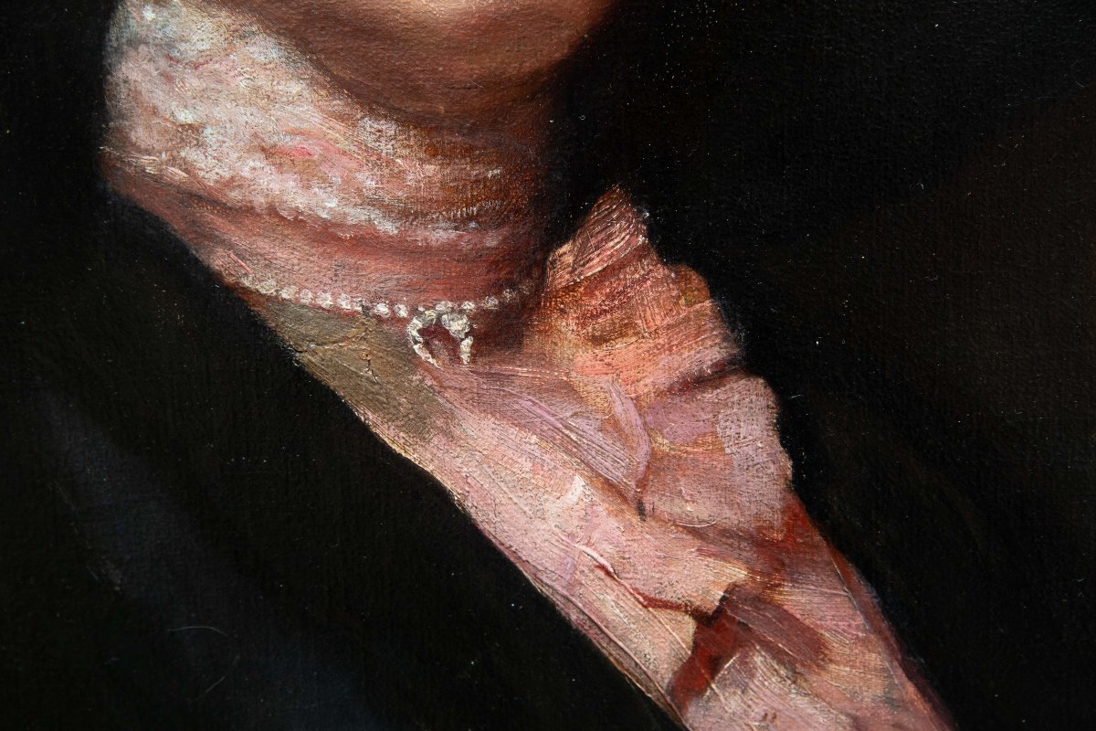 Gwynedd May Hudson, “Eleganza Vittoriana”, olio su tela, firmato, Epoca Primi '900-photo-5