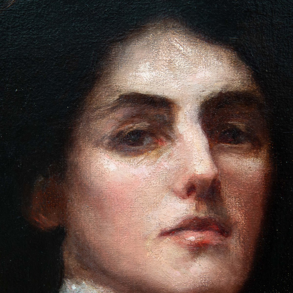Gwynedd May Hudson, “Eleganza Vittoriana”, olio su tela, firmato, Epoca Primi '900-photo-6