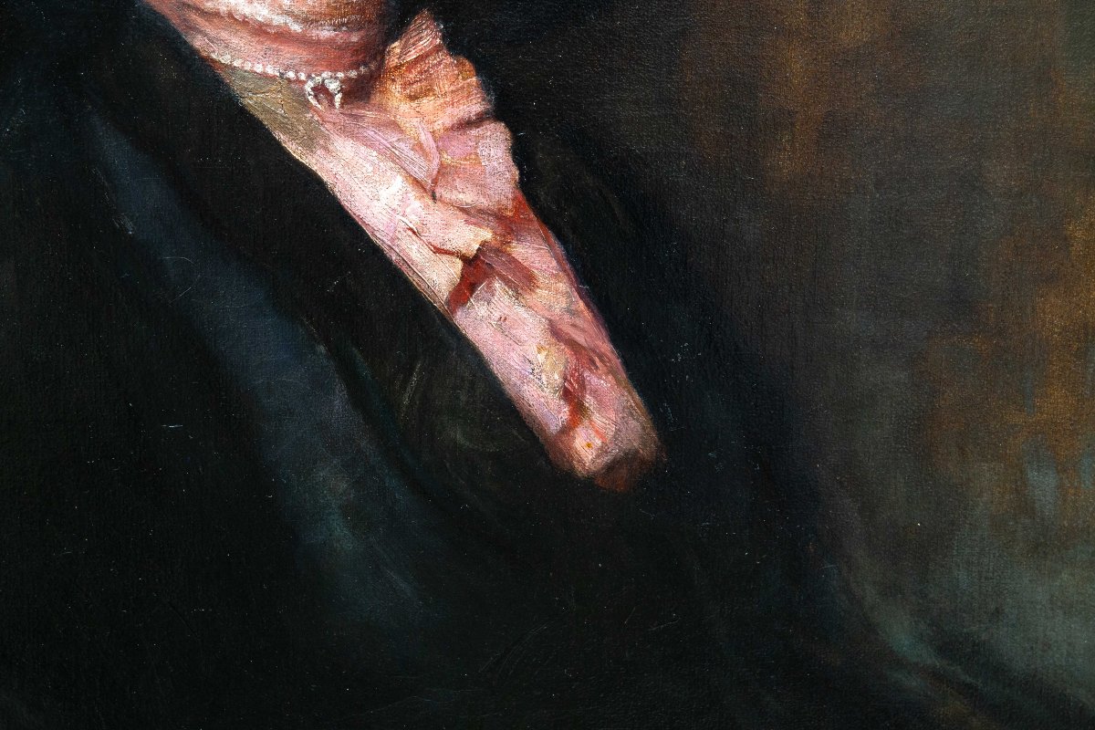 Gwynedd May Hudson, “Eleganza Vittoriana”, olio su tela, firmato, Epoca Primi '900-photo-7
