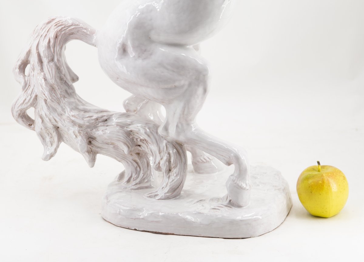 Ugo Zaccagnini & Figli, "Cavallo rampante", ceramica, firmato, Epoca '900-photo-3