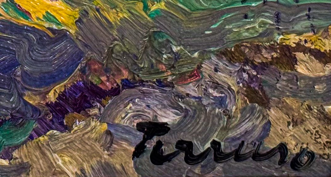 Saverio Terruso,  “Raccolta”, olio su tela, firmato, Epoca '900-photo-2