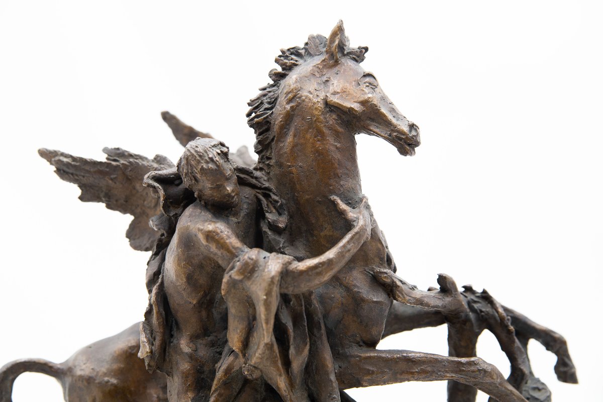 Nando Conti, "Perseo e Pegaso", in bronzo, firmato, Epoca '900-photo-1