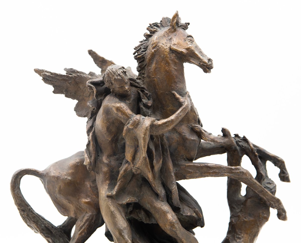 Nando Conti, "Perseo e Pegaso", in bronzo, firmato, Epoca '900-photo-8