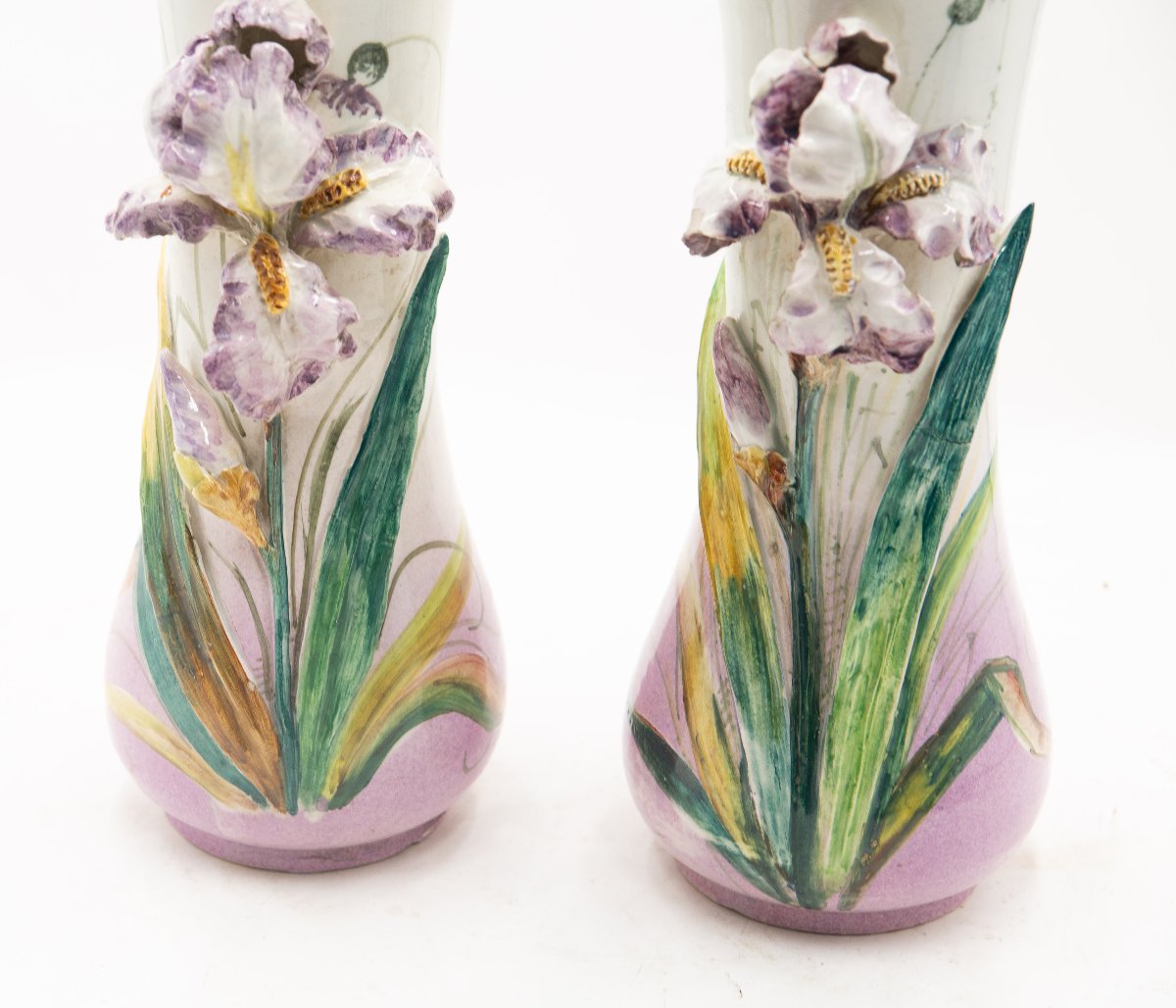 L'Iris in Fiore: Coppia di Vasi Liberty" Epoca '900-photo-2