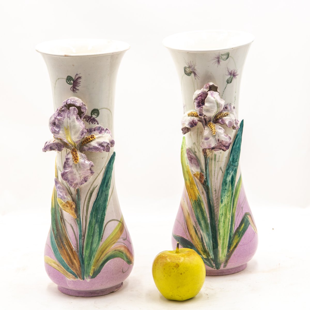 L'Iris in Fiore: Coppia di Vasi Liberty" Epoca '900-photo-4