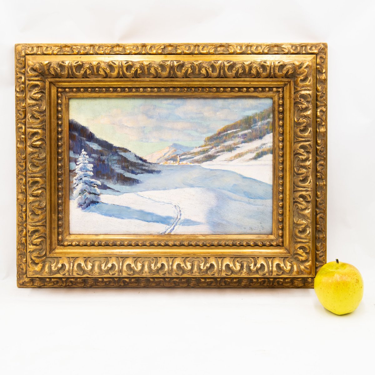 Angelo Abrate, "Ritornando dal Monginevro",olio su tavola, firmato, 1925-photo-3