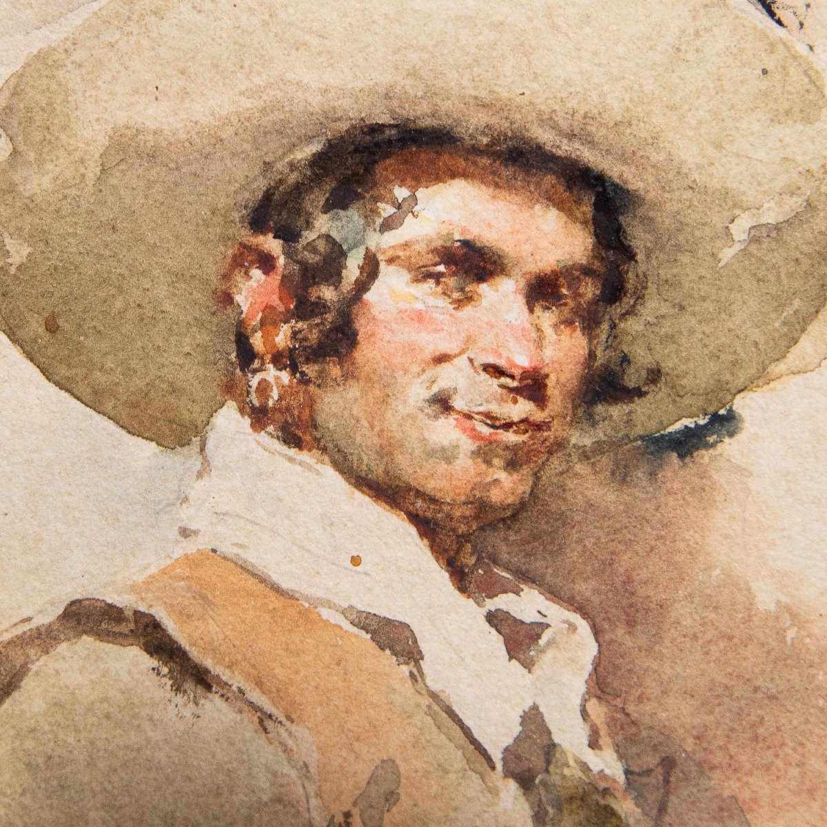 Ludovico Marchetti, "Ritratto di spadaccino", acquerello su carta, firmato, 1876-photo-4