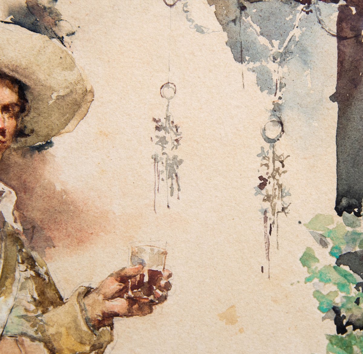 Ludovico Marchetti, "Ritratto di spadaccino", acquerello su carta, firmato, 1876-photo-6
