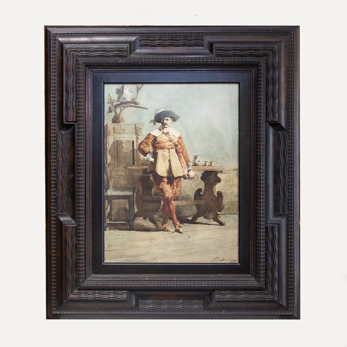 Giulio Viotti, "Gentiluomo", acquerello su carta, firmato, 1873-photo-2