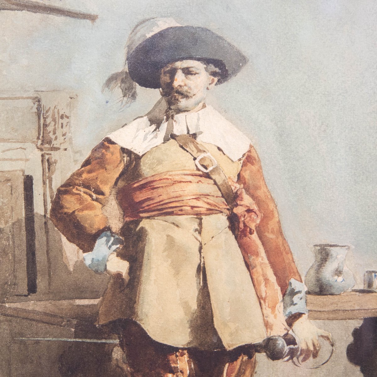 Giulio Viotti, "Gentiluomo", acquerello su carta, firmato, 1873-photo-7