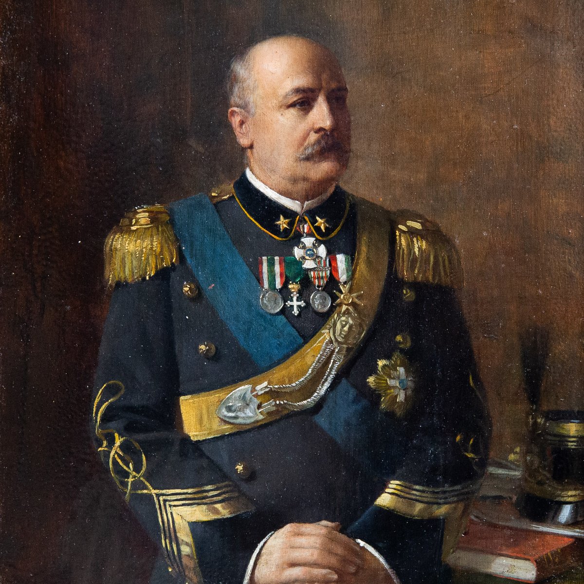 Arturo Zanieri, "Francesco Siacci", olio su tavola, firmato, 1911-photo-6