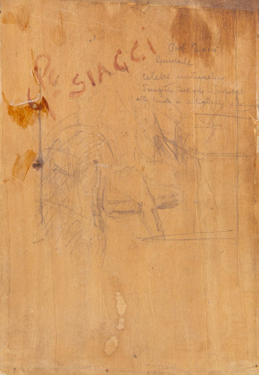 Arturo Zanieri, "Francesco Siacci", olio su tavola, firmato, 1911-photo-7