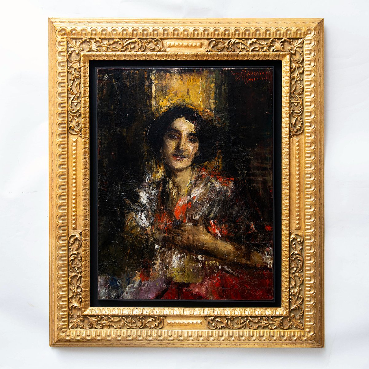 Antonio Mancini, Ritratto di Aurelia  (detta la "Cornacchia"),olio su tela, Epoca Primi '900-photo-2