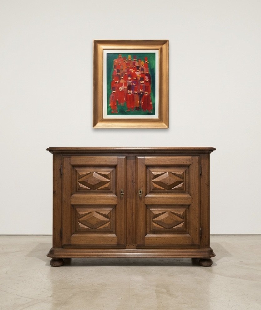 Franz Borghese, "Figure", olio su tela, firmato, Anni '70-photo-3