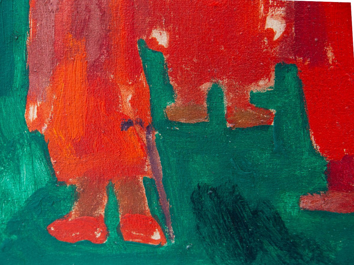 Franz Borghese, "Figure", olio su tela, firmato, Anni '70-photo-6