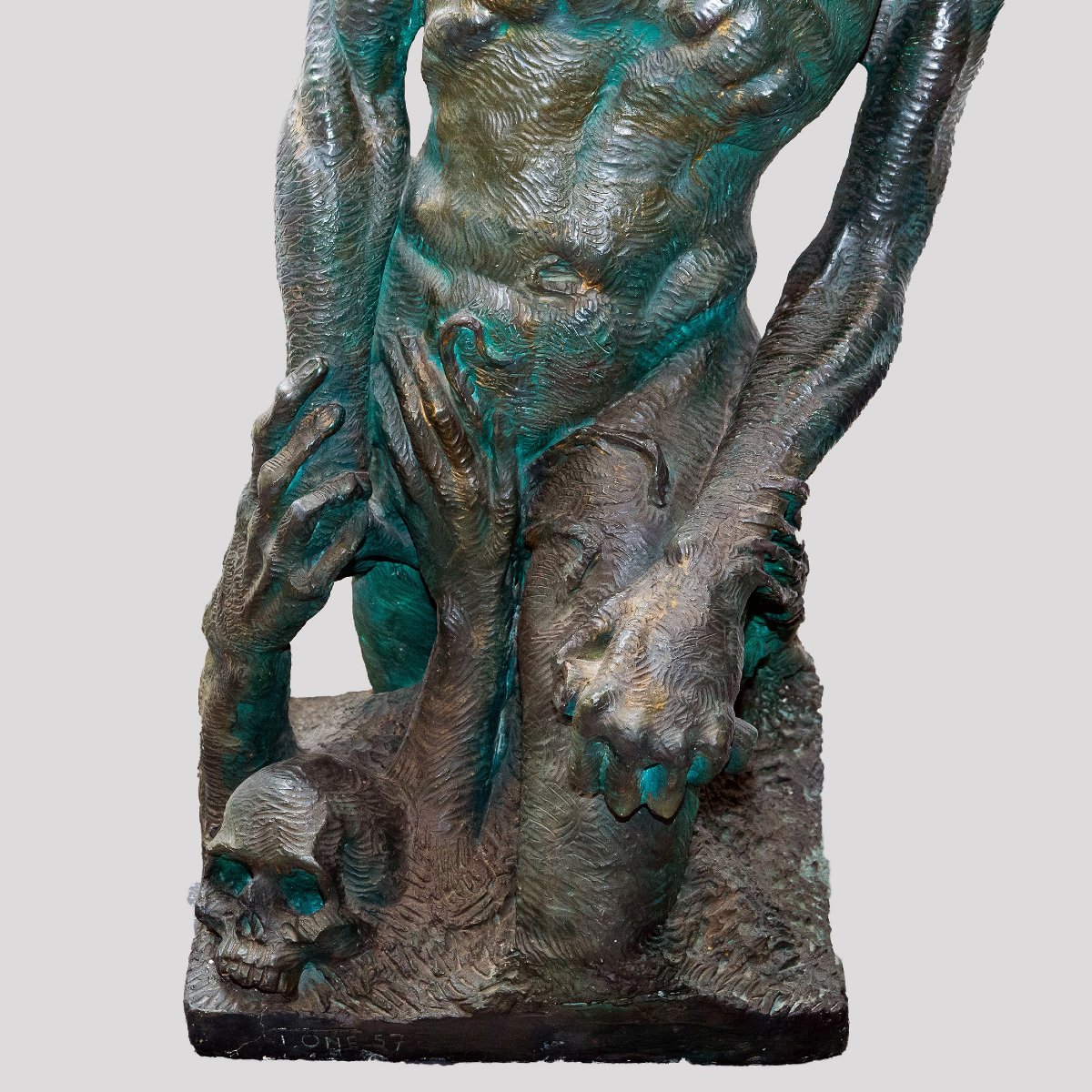 Scultura in gesso patinato, Ultimo sospiro, firmato, 1957-photo-3