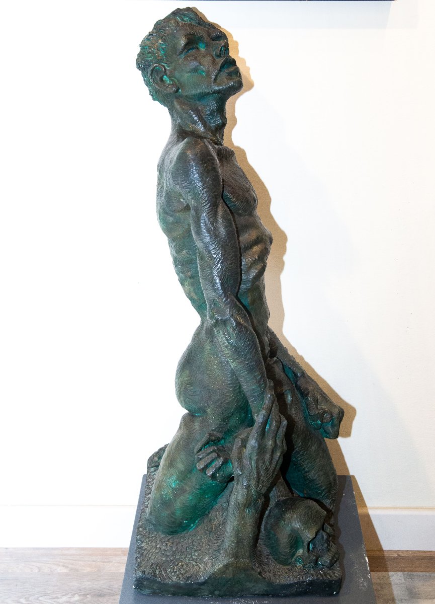 Scultura in gesso patinato, Ultimo sospiro, firmato, 1957-photo-2
