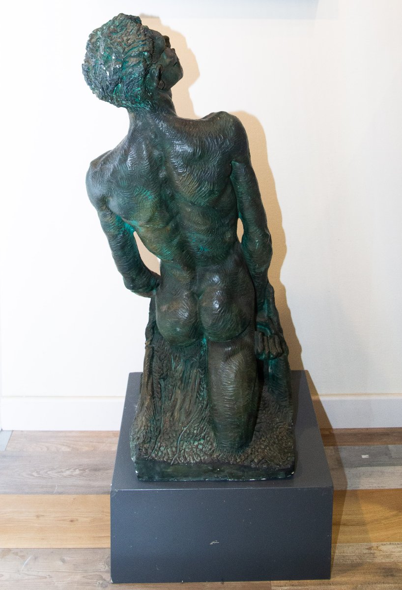 Scultura in gesso patinato, Ultimo sospiro, firmato, 1957-photo-3