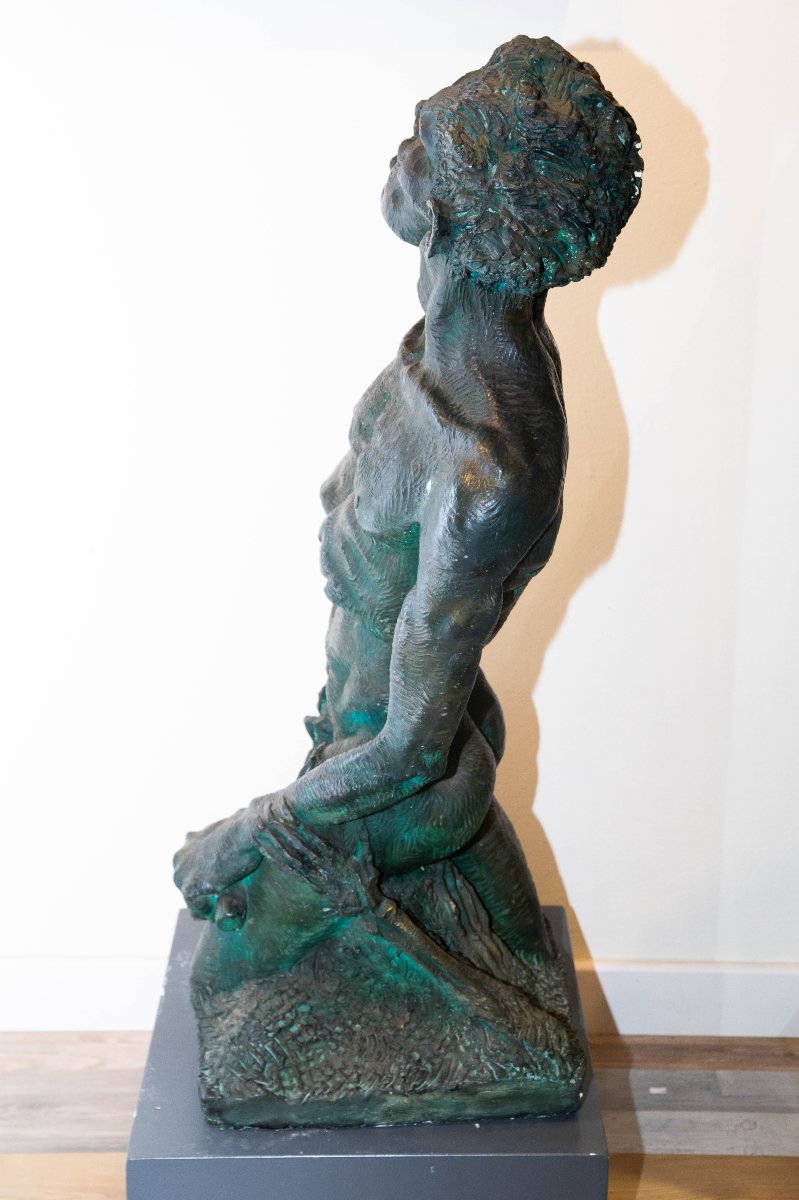 Scultura in gesso patinato, Ultimo sospiro, firmato, 1957-photo-5