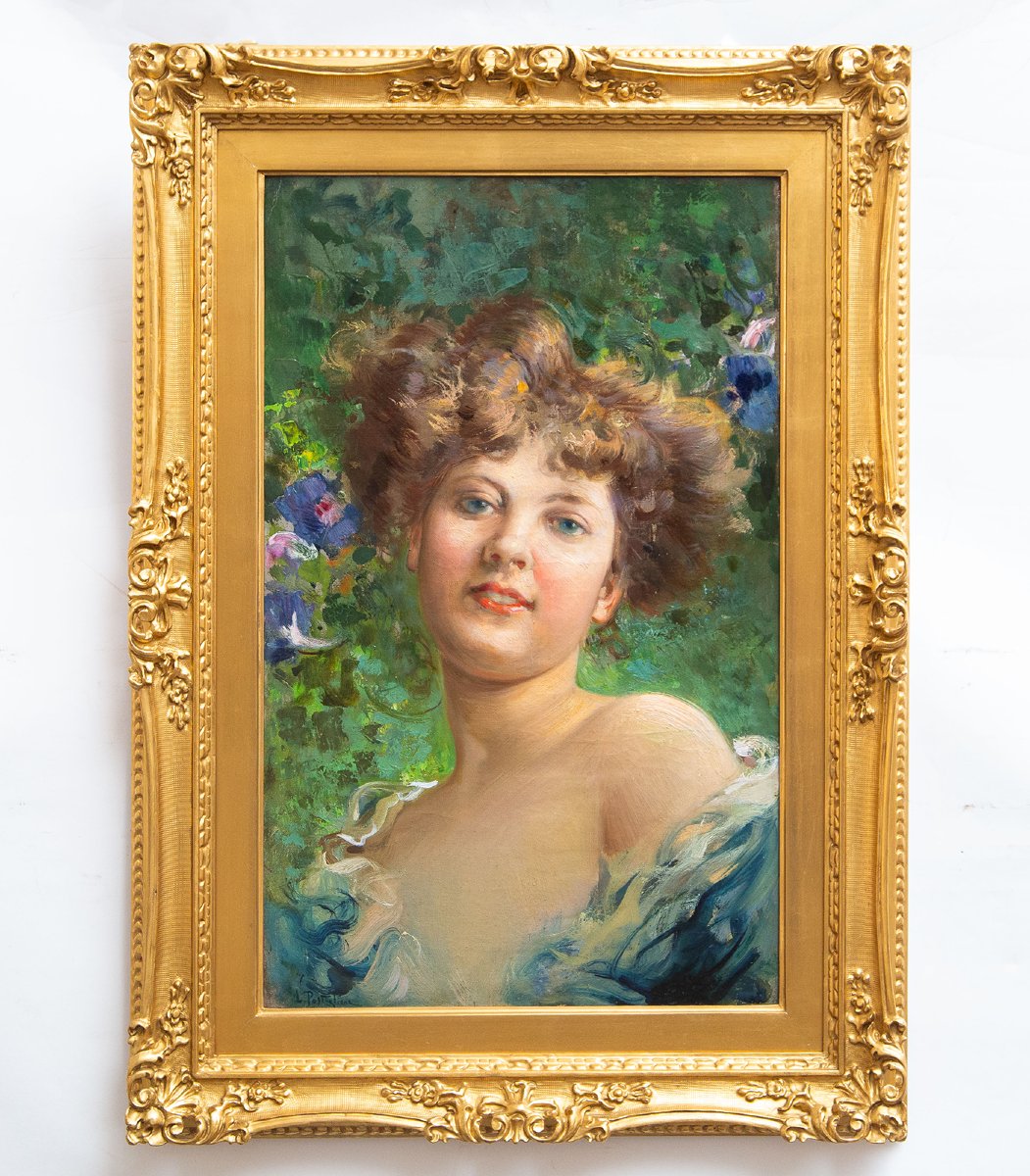 Luca Postiglione, "la Bella Napoletana", olio su tela, firmato, Anni '20/'30-photo-2