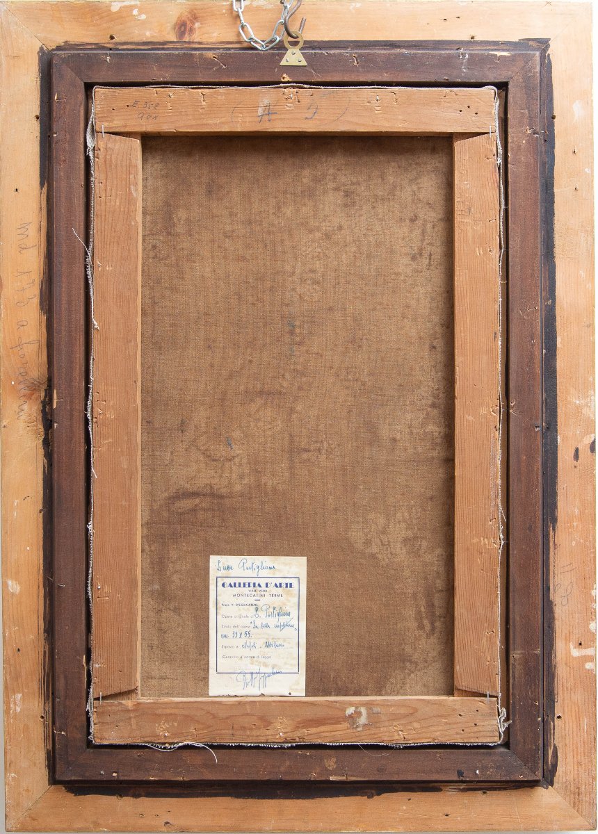 Luca Postiglione, "la Bella Napoletana", olio su tela, firmato, Anni '20/'30-photo-6