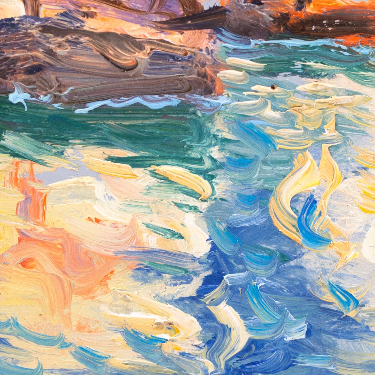 Fausto Pratella, olio su tavoletta, "Scene Marine", firmati, Primi del '900-photo-3