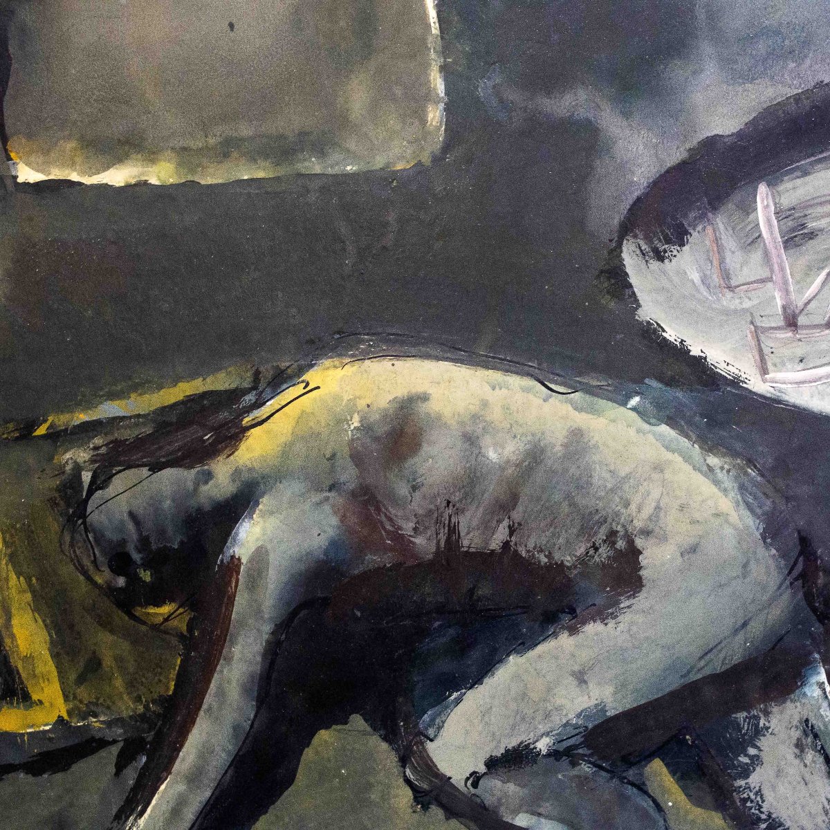 Mario Sironi, "Composizione con figura", tempera china e matita, firmato, 1948/1952 circa-photo-3