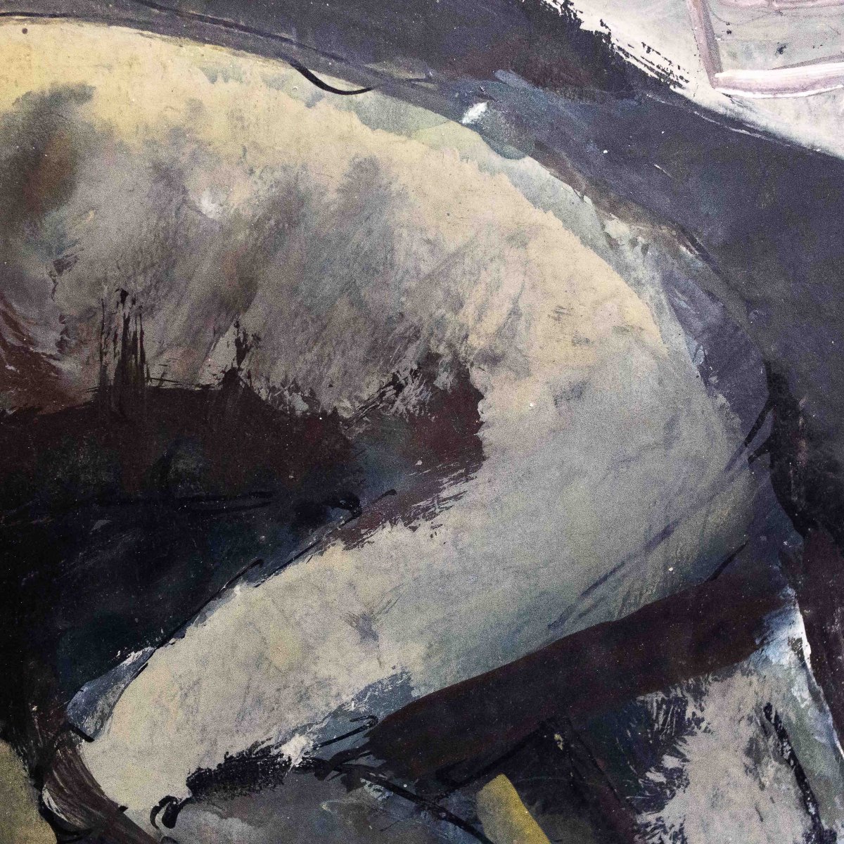 Mario Sironi, "Composizione con figura", tempera china e matita, firmato, 1948/1952 circa-photo-1