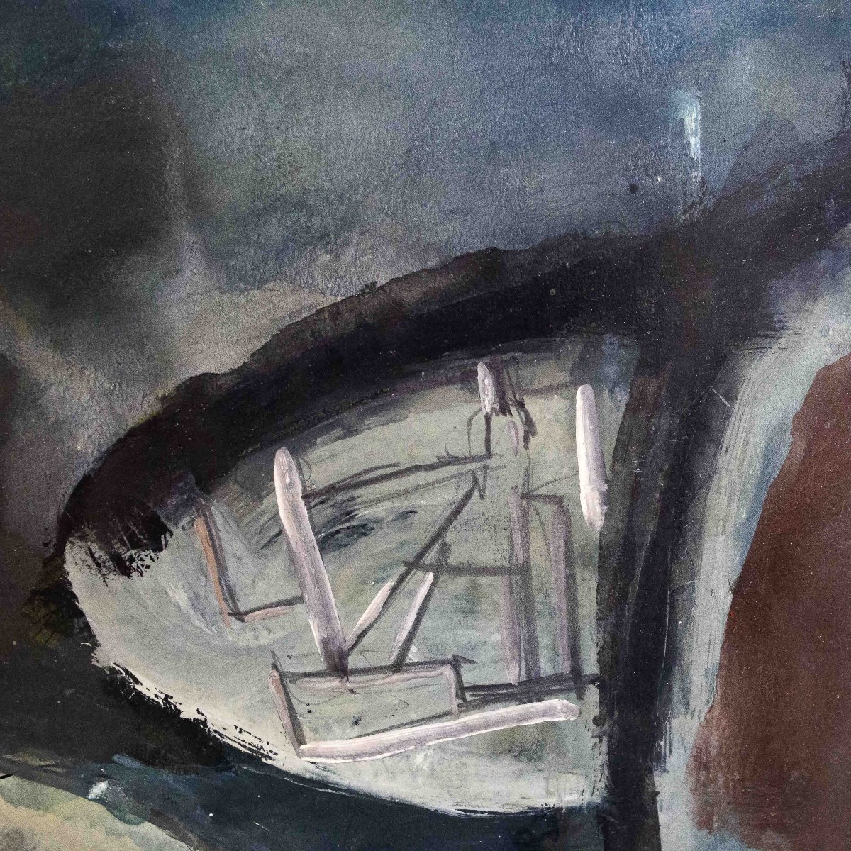 Mario Sironi, "Composizione con figura", tempera china e matita, firmato, 1948/1952 circa-photo-2